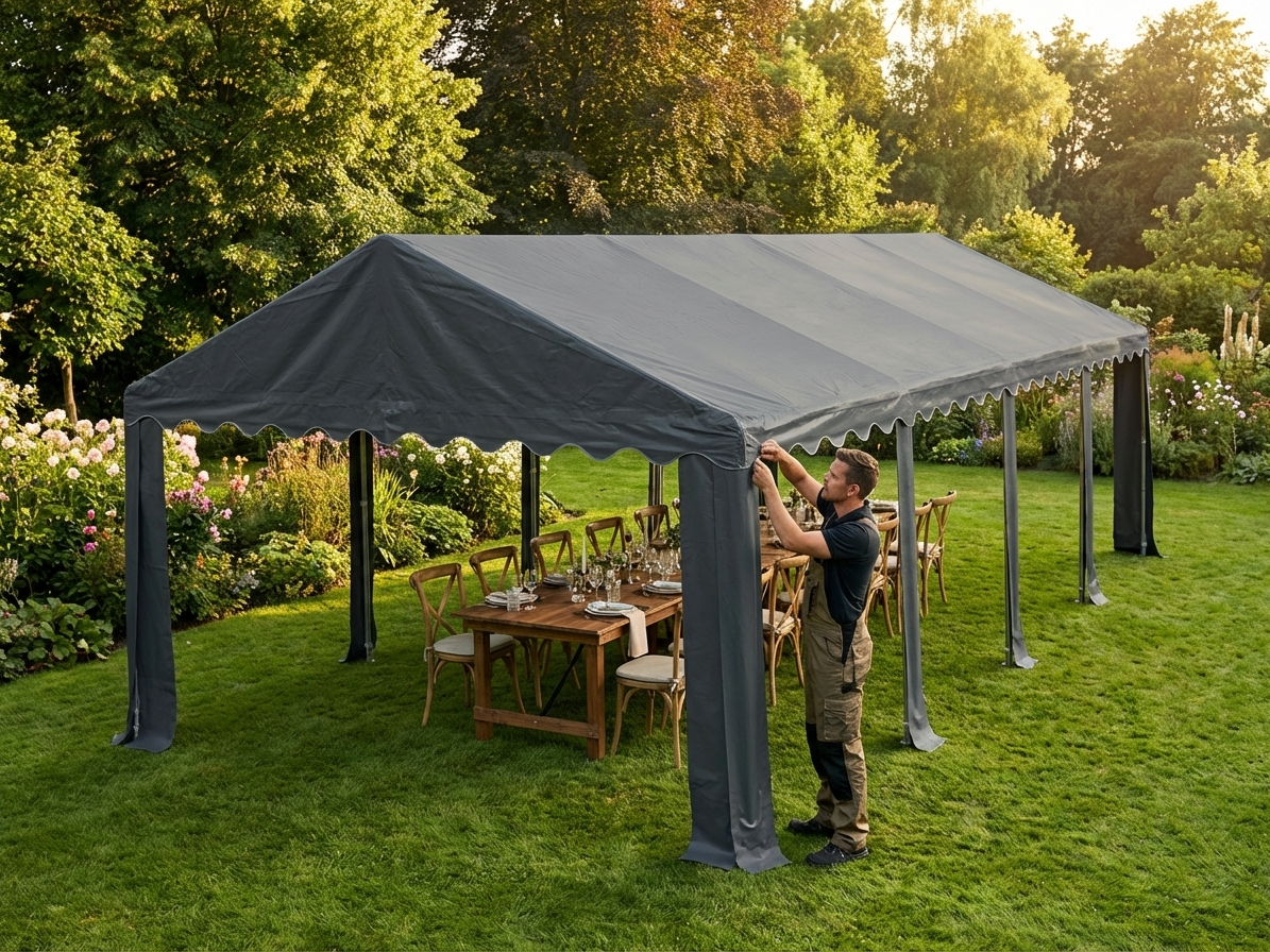 Marquee Roof Cover 5x10 m Dark Grey PVC/Polyester - product detail