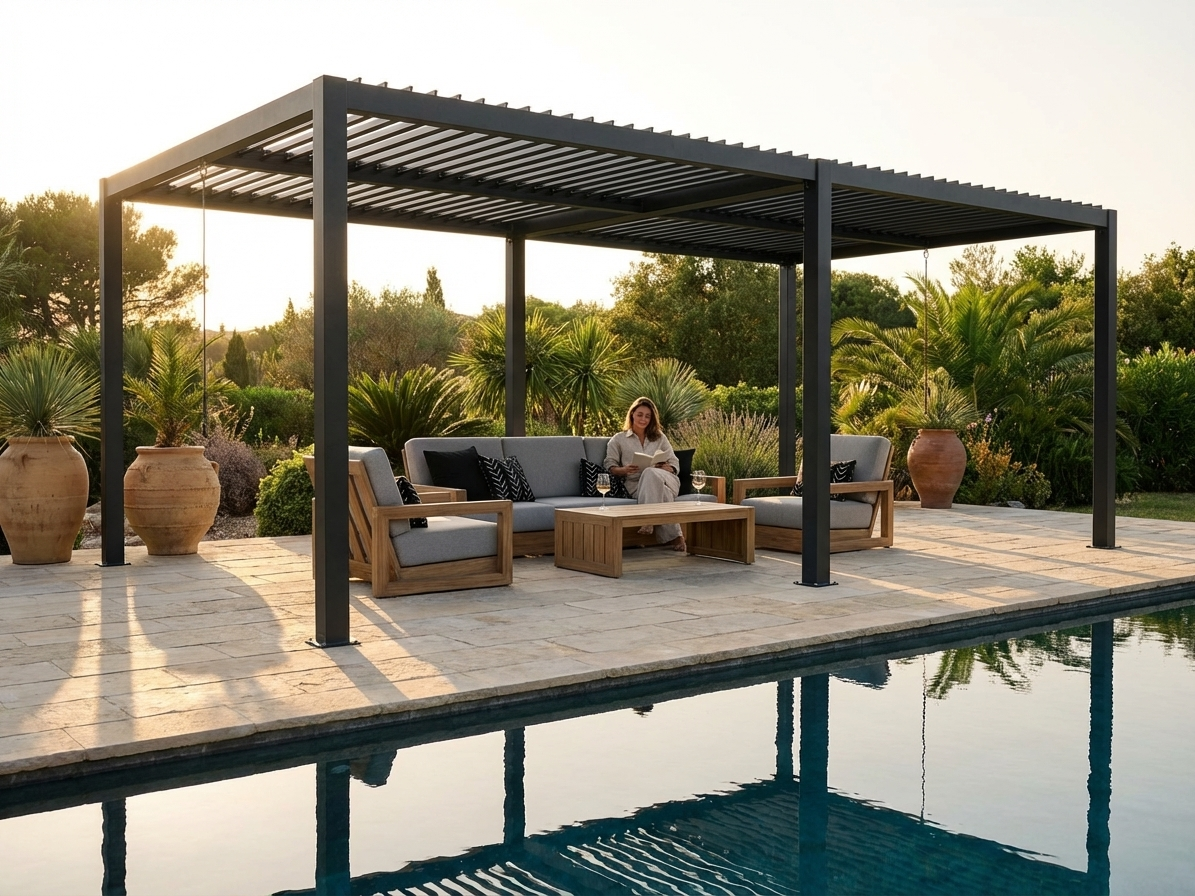 Bioclimatic Pergola Gazebo 3x4 m Black Aluminium