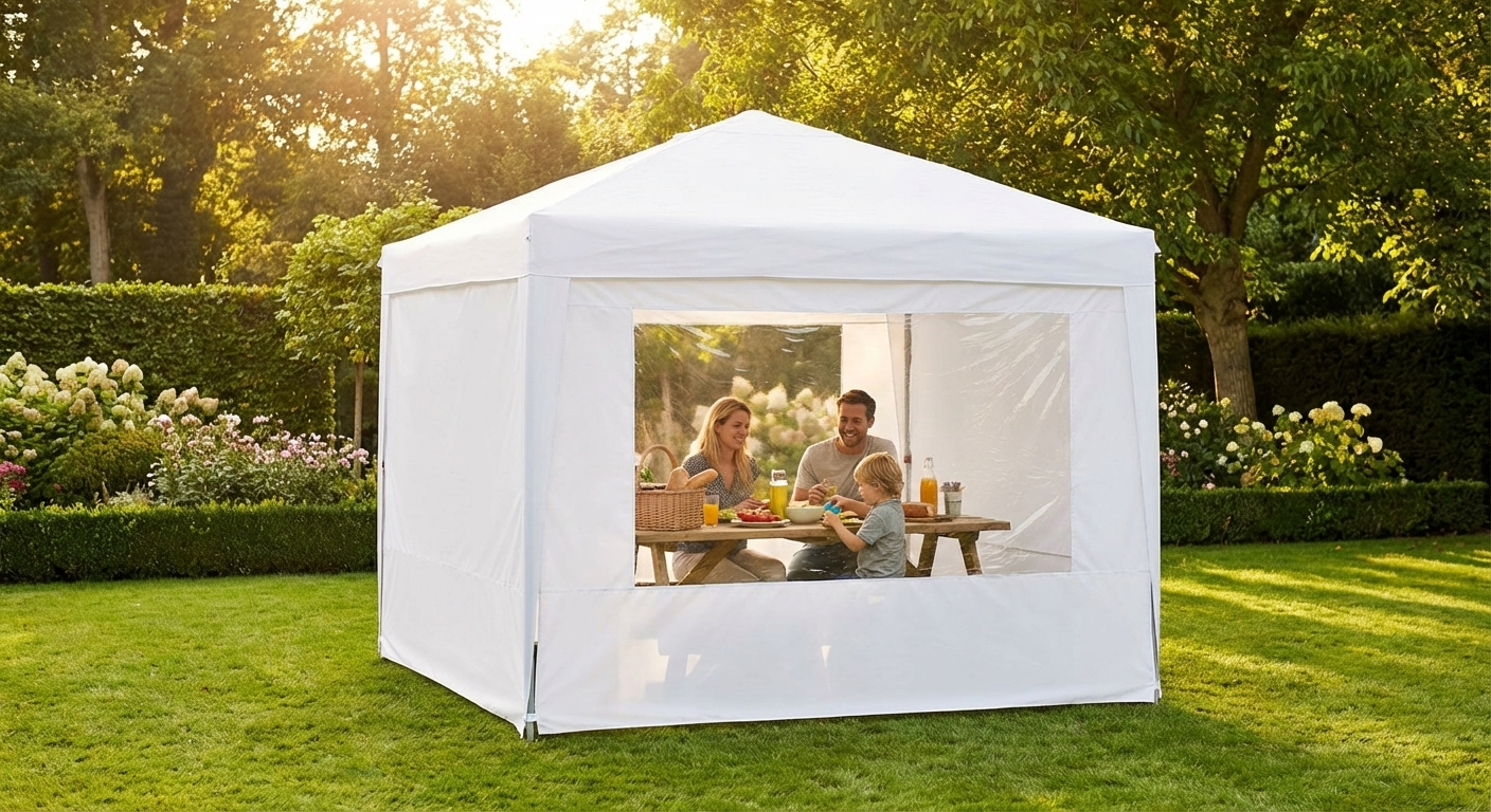 Pop Up Gazebo 3x3 m White with Aluminium Frame for Outdoor Use - product detail