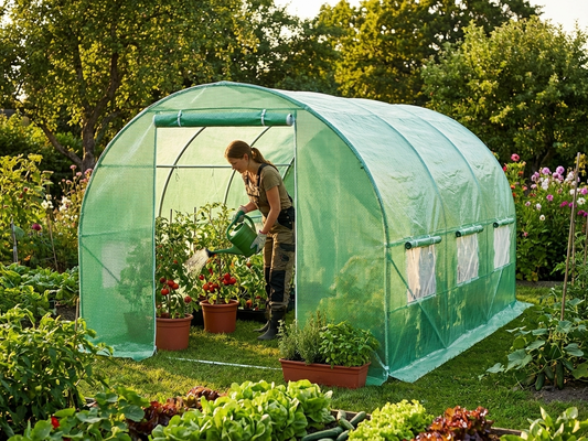 Polytunnel Greenhouse 3x4.5x2 m in Green for Outdoor Use