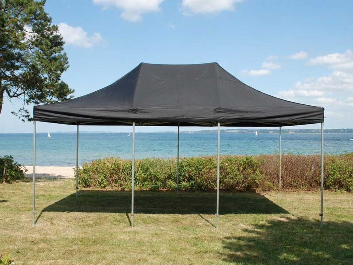 Pop up gazebo 4x6m black with steel frame for outdoor events