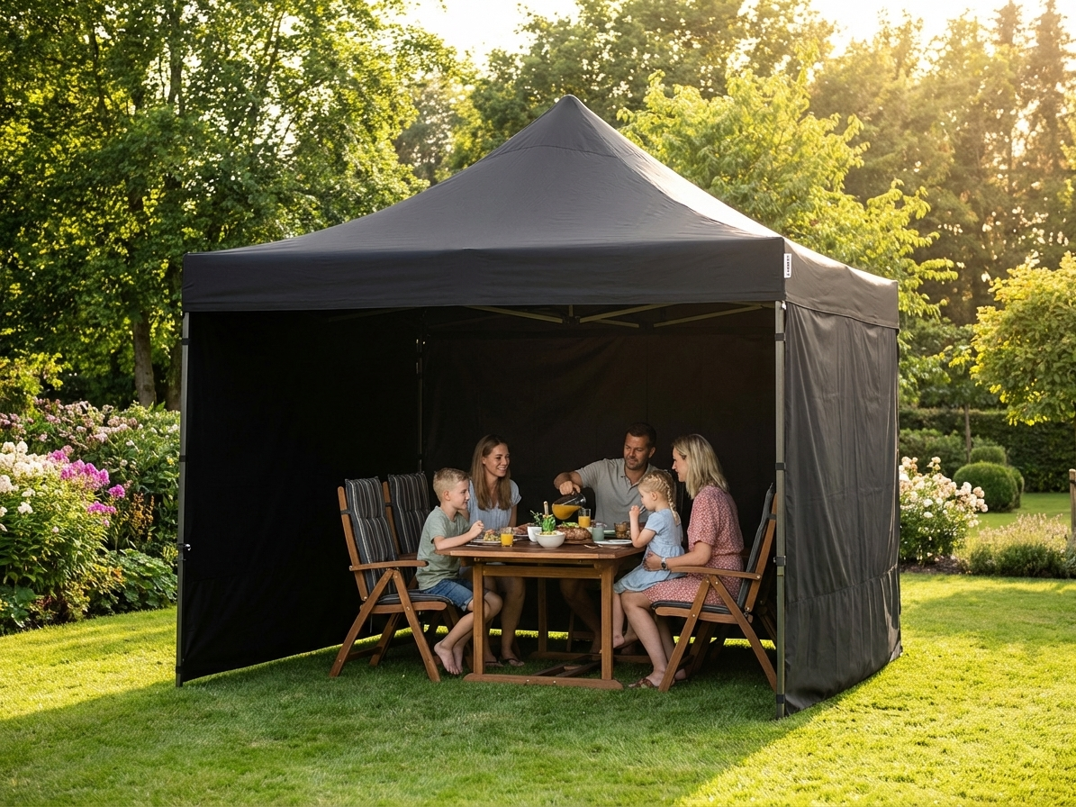 Pop up gazebo 4x4m black flame retardant outdoor use - view 3