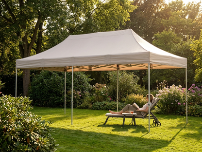 Pop up gazebo in latte colour with steel frame for outdoor events - product detail
