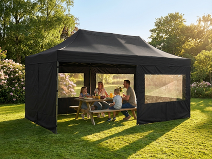 Black pop-up gazebo 4x8 m with aluminium frame
