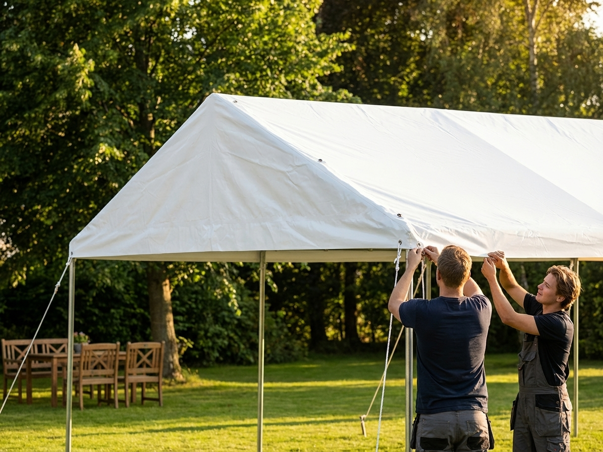 White PVC roof cover end section for outdoor tents - view 3