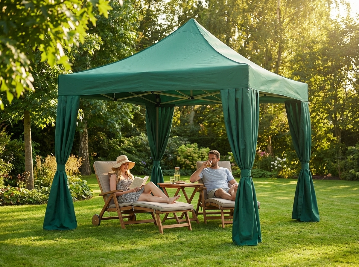 Pop Up Gazebo 3x3 m Green with Steel Frame - view 3