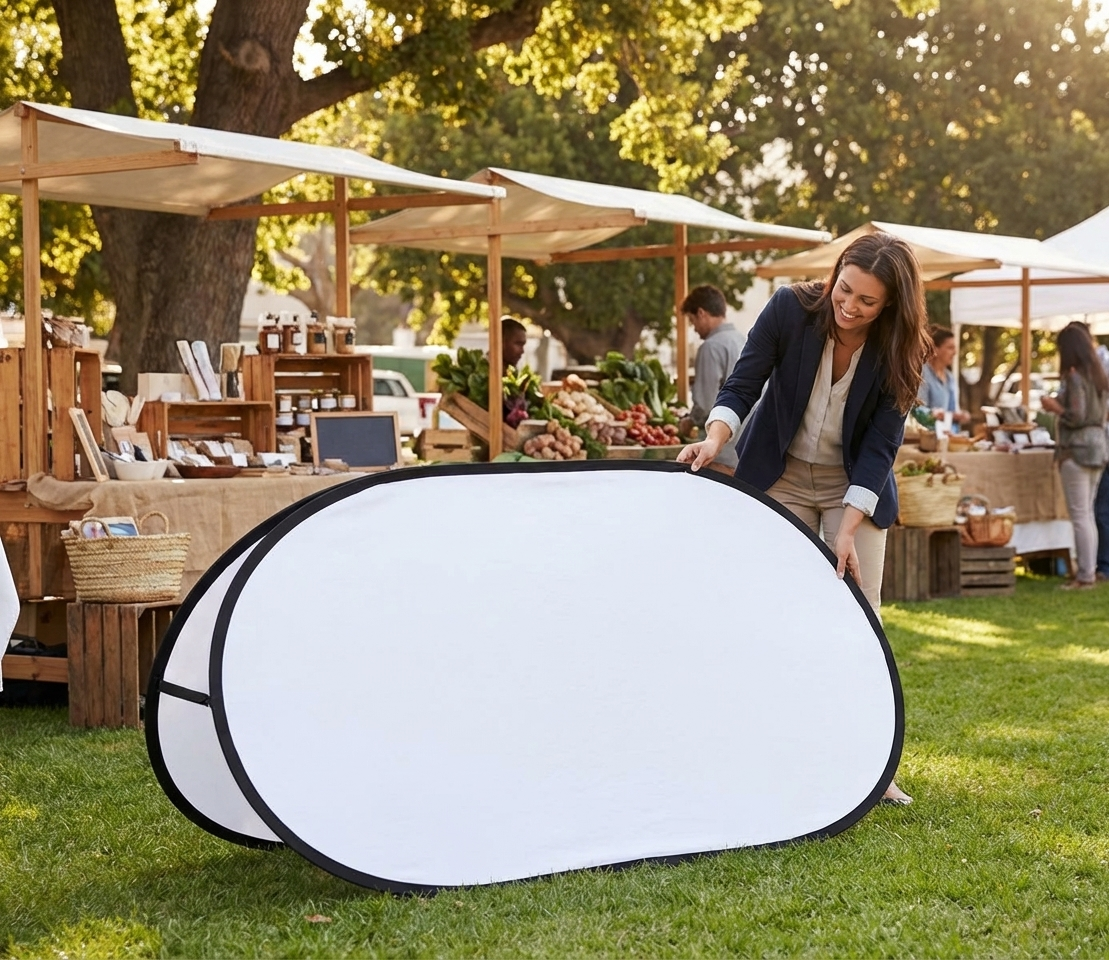 Premium pop-up banner 160x65 cm for indoor and outdoor use