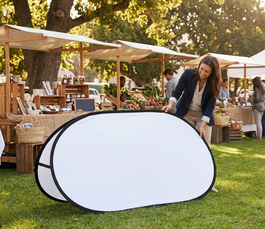 Premium pop-up banner 160x65 cm for indoor and outdoor use