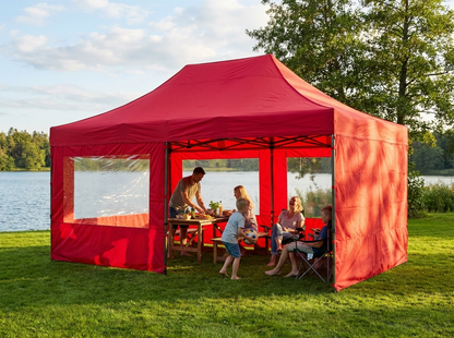 Pop up gazebo 4x6m red with aluminium frame for outdoor use - view 3