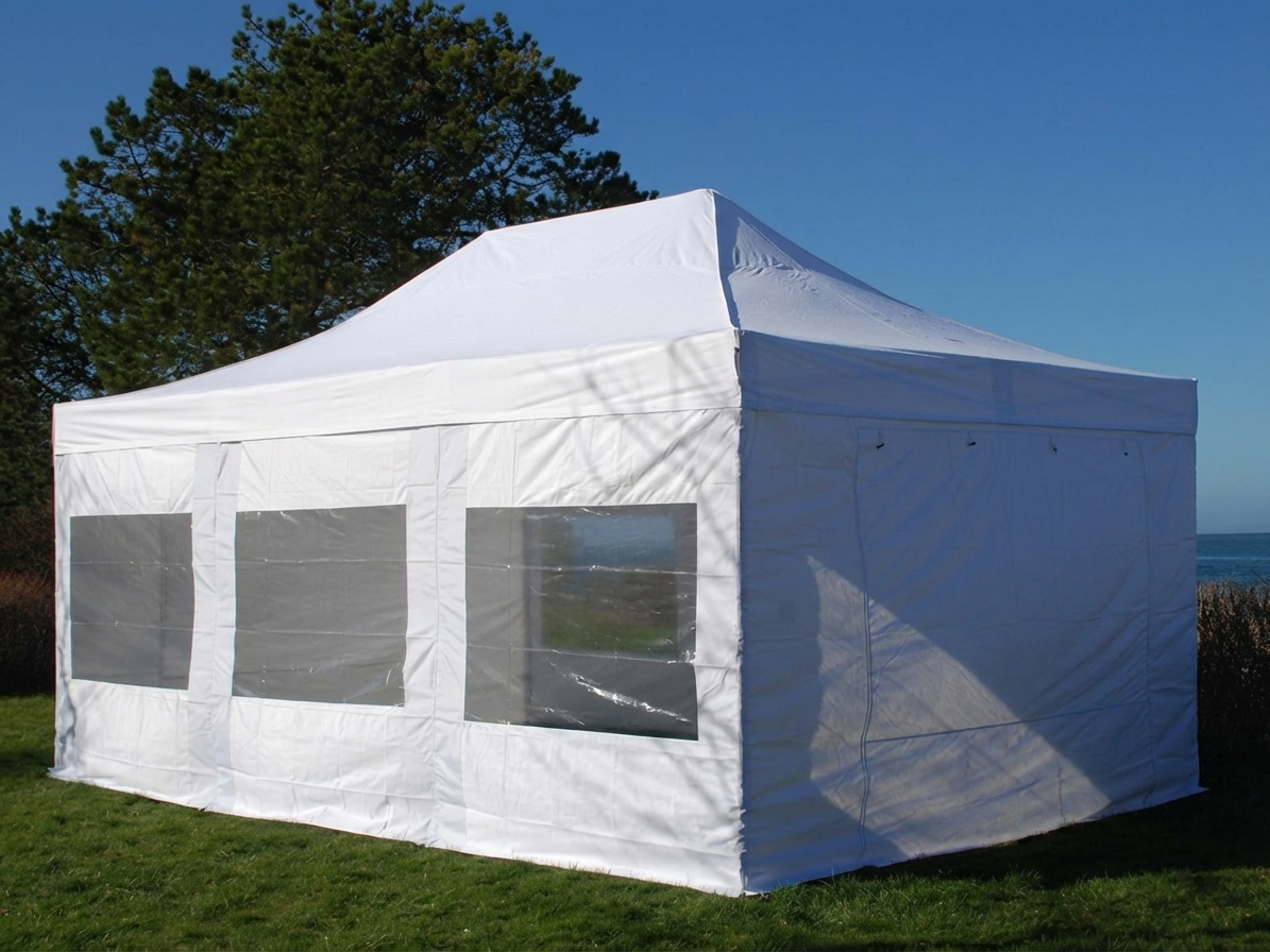White pop-up gazebo with aluminium frame, 4x6m size for outdoor use