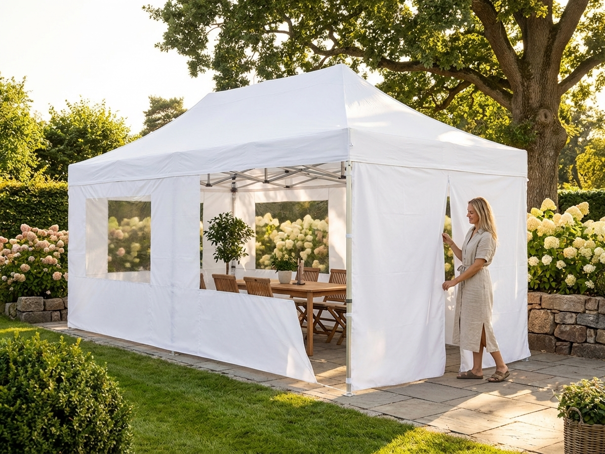 White gazebo sidewall kit 3x6m for outdoor use
