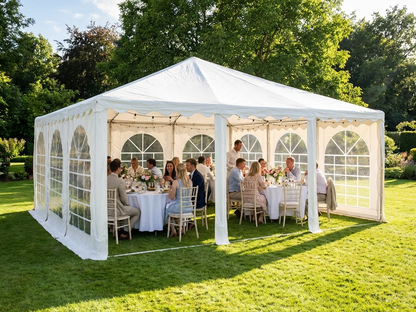 Elegant white pagoda marquee in PVC for exclusive events