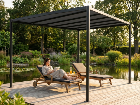 Pergola Gazebo 4x3m in Black/Dark Grey for garden and patio