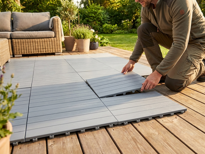 Grey plastic flooring made from high quality polyethylene - product detail