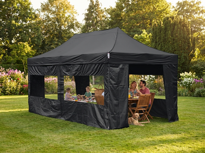 Black pop-up gazebo with aluminium frame for outdoor events