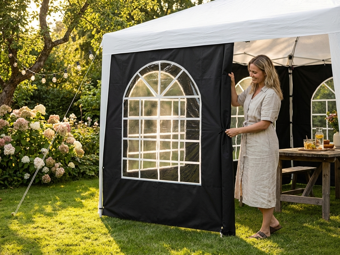 Black PVC sidewall with window for outdoor events - view 3