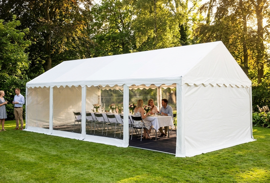 White PVC marquee for outdoor events, 4x8m size