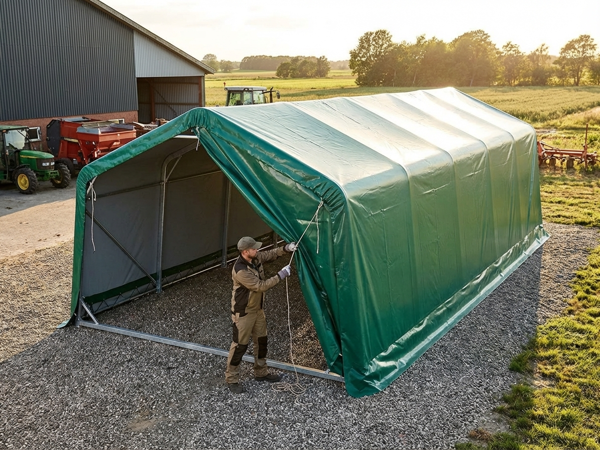 Green PVC roof cover for storage shelters - view 3