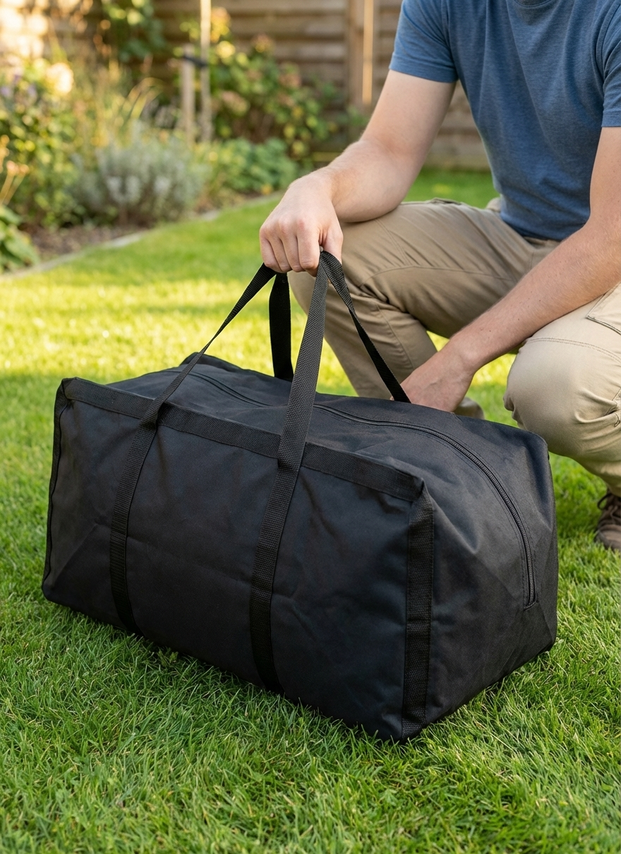 Black accessory carry bag made from polyester with PVC layer