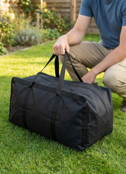 Black accessory carry bag made from polyester with PVC layer