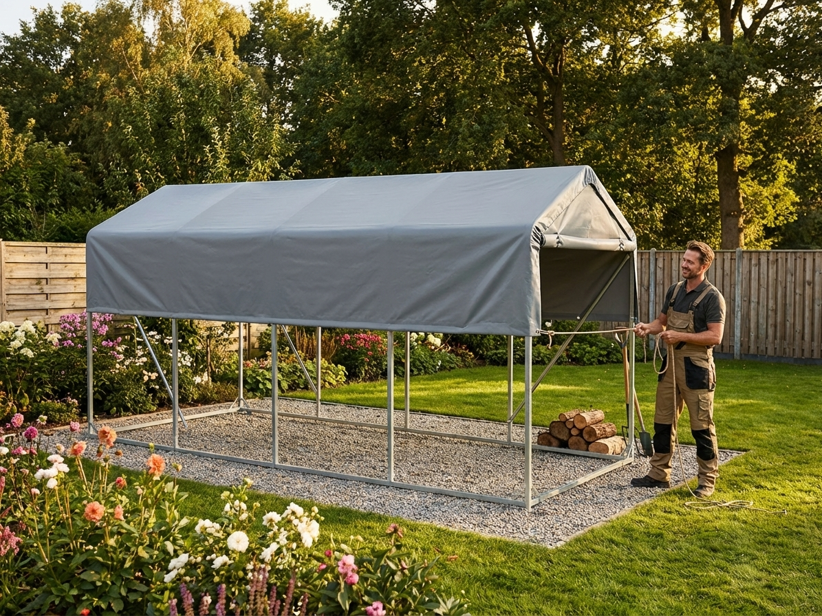 Grey PVC roof cover for storage shelter - view 3