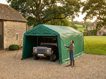 PVC roof cover for portable garage in green, size 3.6x6 m - product detail