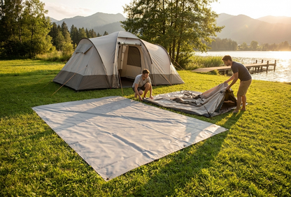 Grey PVC tarpaulin 5.5x8.5 m for ground cover - view 3