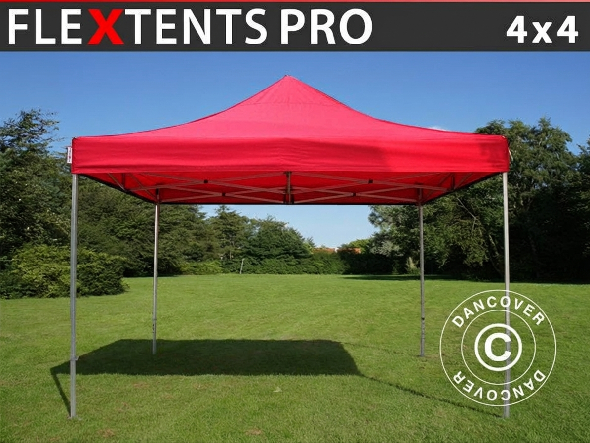 Pop up gazebo in red with aluminium frame for outdoor events
