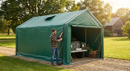 PVC roof cover for portable garage in green, size 3.6x6 m - view 3