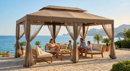 Elegant dark beige gazebo for outdoor events - view 3