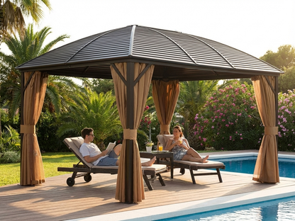 3x4m brown gazebo with aluminium and steel frame