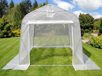 Polytunnel greenhouse with transparent cover and galvanised steel frame - product detail