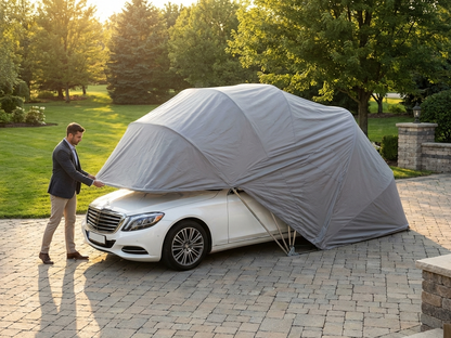 Folding garage in grey, made from durable Oxford material - view 3