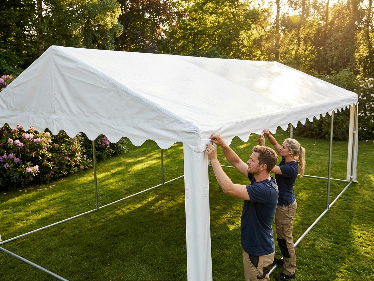 PVC roof cover for 6x12m marquee, white, fire-retardant - product detail