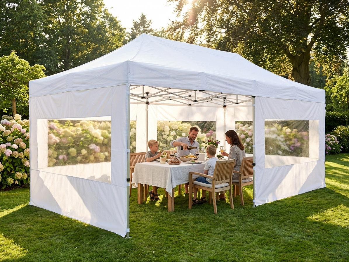 White pop-up gazebo 4x8 m with aluminium frame