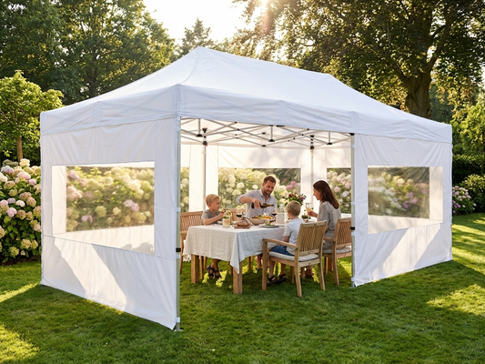 White pop-up gazebo 4x8 m with aluminium frame