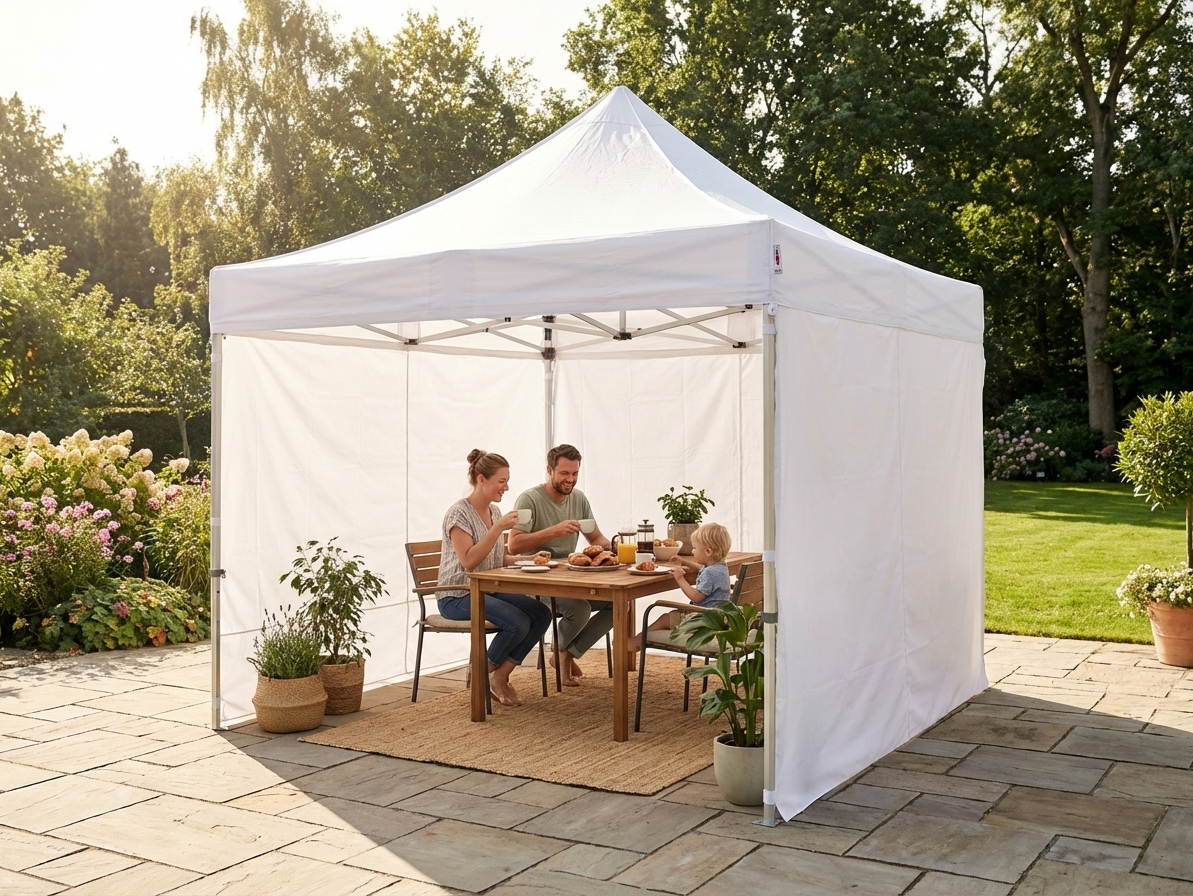 White pop-up gazebo 3.5x3.5m with aluminium frame for outdoor events