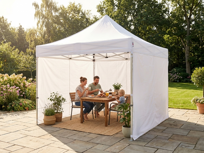 White pop-up gazebo 3.5x3.5m with aluminium frame for outdoor events