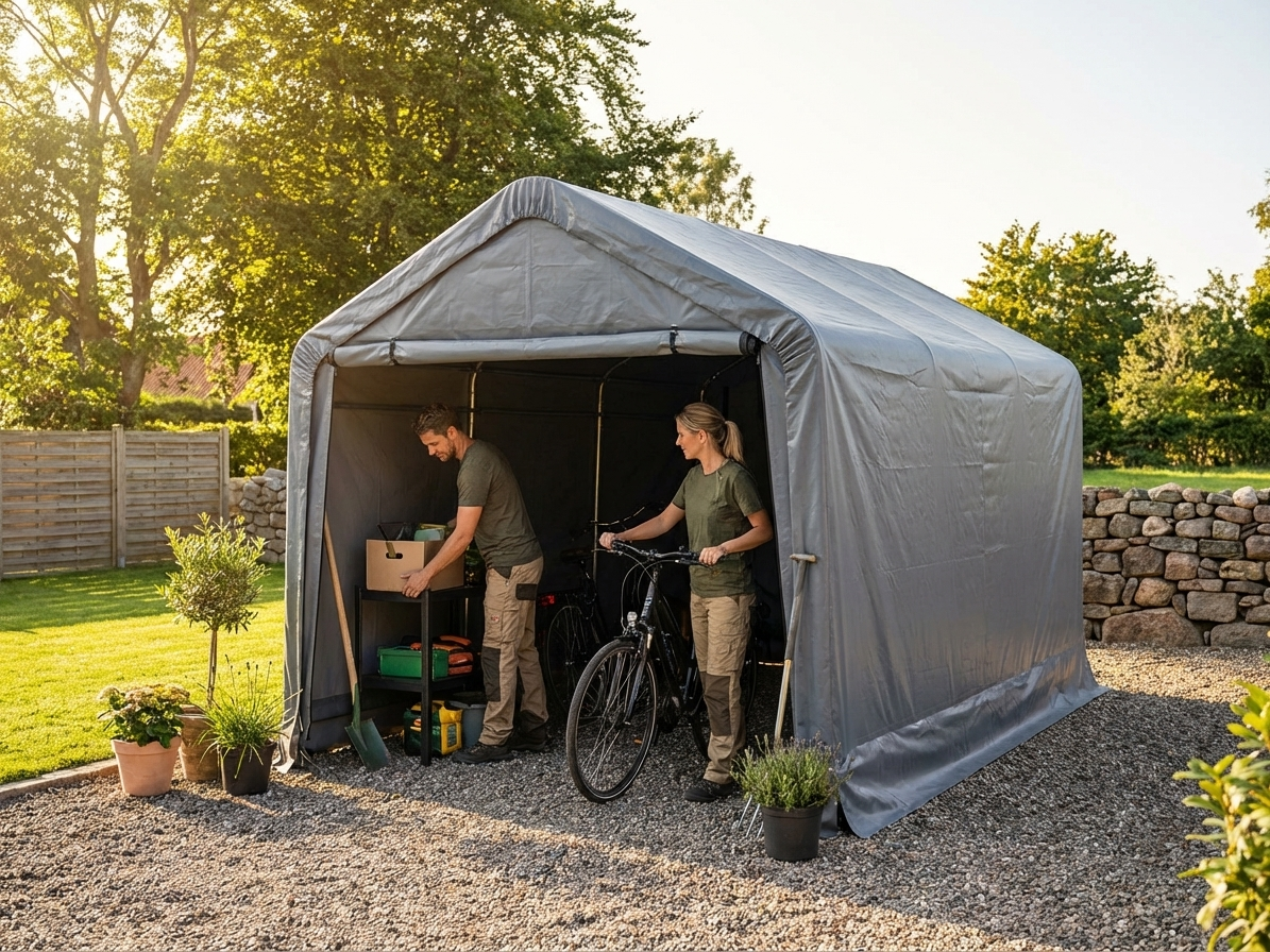 PVC roof cover for 5x4 m storage shelter in grey
