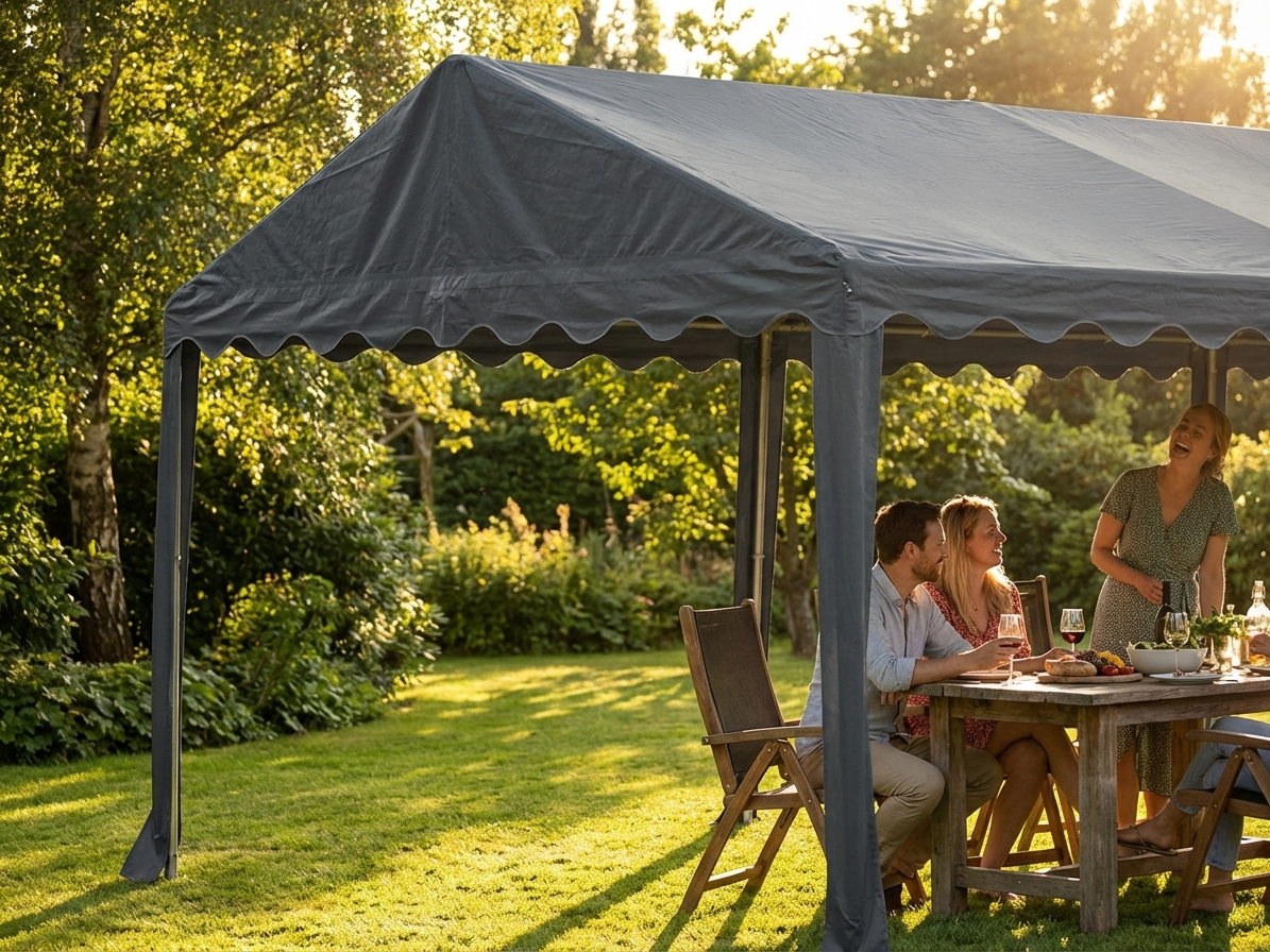 PVC/Polyester marquee roof cover in dark grey - product detail