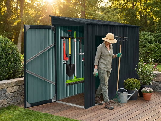 Anthracite garden shed with galvanised steel construction