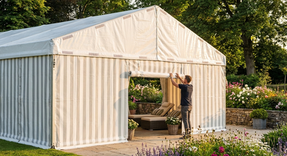 PVC Endwall in White/Grey, 5m wide, for outdoor use - view 3