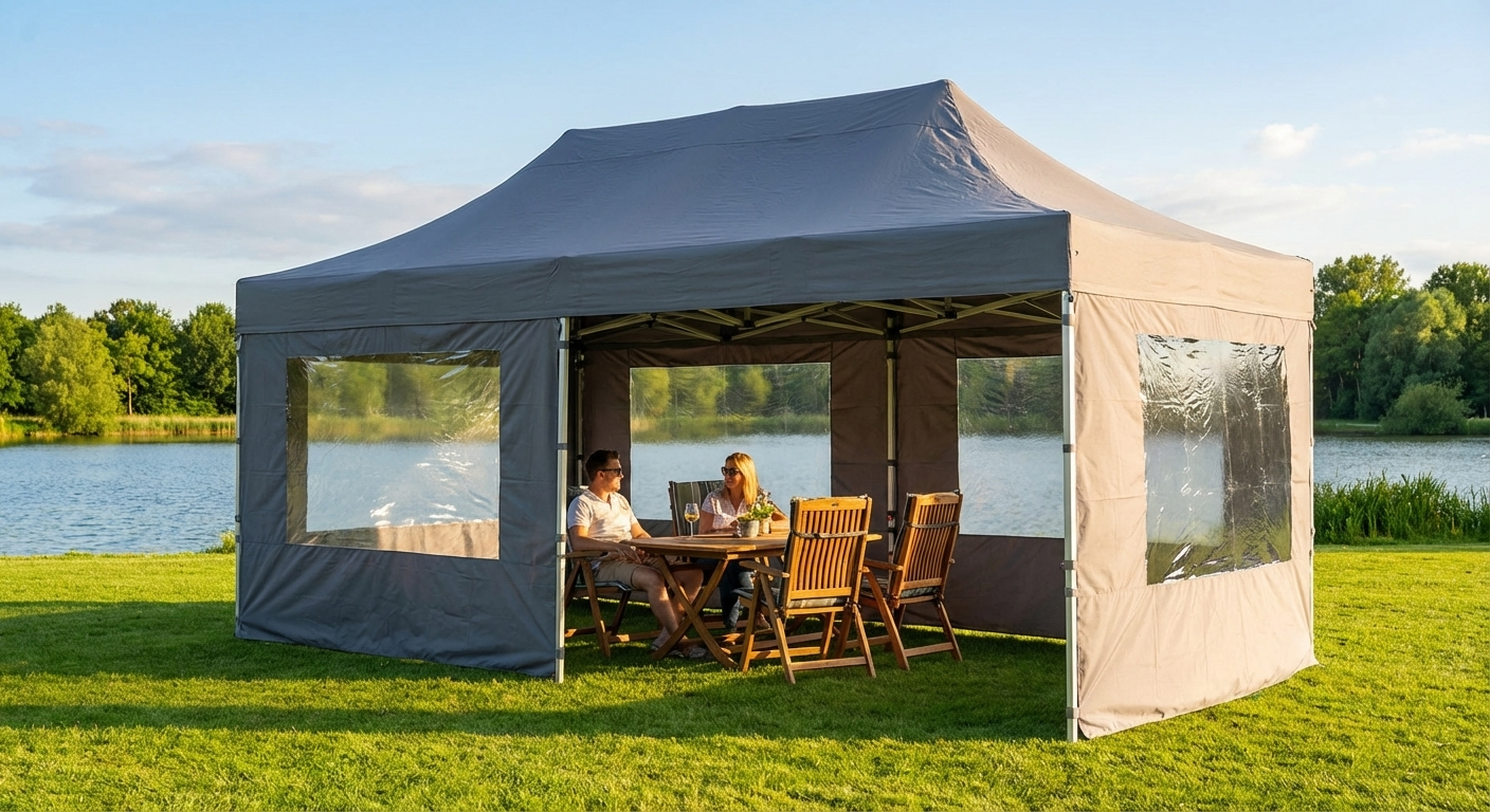 Pop up gazebo aluminium frame 4x8m grey for outdoor events - view 3
