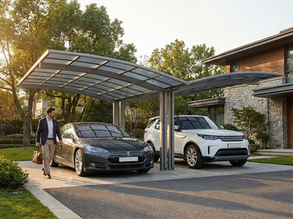 Double carport in grey, 6x5x2.4 m, aluminium and polycarbonate - product detail