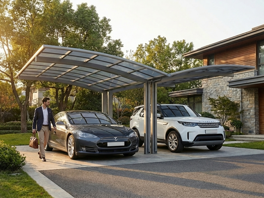 Double carport in grey, 6x5x2.4 m, aluminium and polycarbonate - product detail