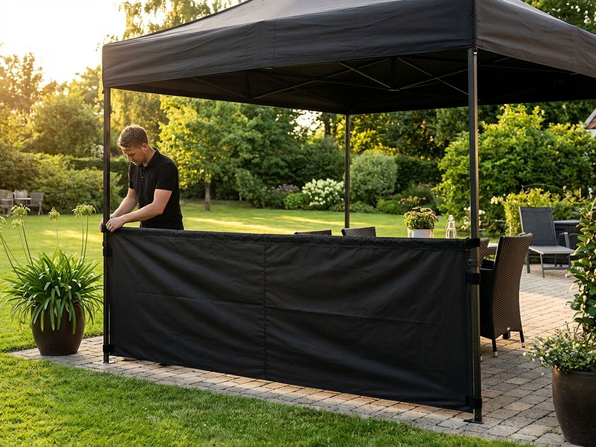 Black Sidewall for Gazebo 4m, PVC Backed Polyester - product detail