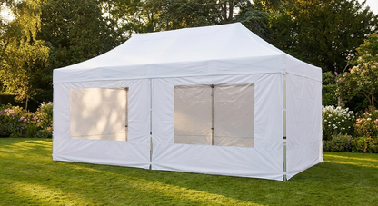 White pop-up gazebo with steel frame, perfect for outdoor events - product detail