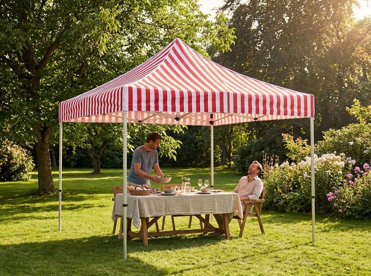 Pop up gazebo 4x4m white and red with aluminium frame