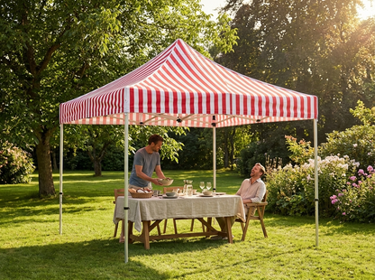 Pop up gazebo 4x4m white and red with aluminium frame