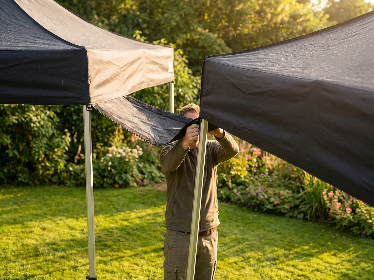 3-metre black raingutter for FleXtents setup - view 3